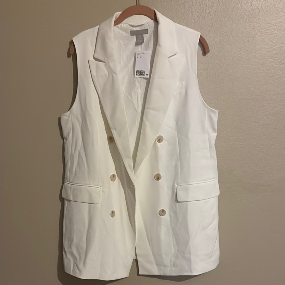 Women's White Double-Breasted Vest